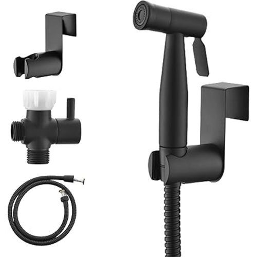 Purrfectzone Black Bidet Sprayer for Toilet, Handheld Bidet Sprayer Kit, Easy-to-Install Toilet Bidet Sprayer Set, Hand Held Stainless Steel Bidet with Adjustable Flow, Cloth Diaper Sprayer