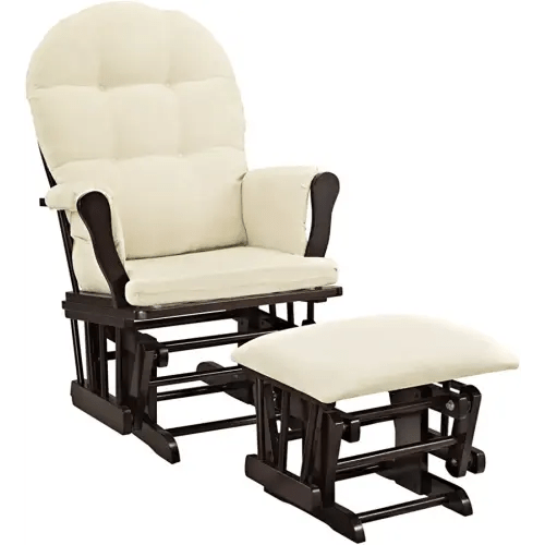 Windsor Glider and ottoman-espresso w/ beige cushion