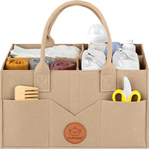 KeaBabies Diaper Caddy Organizer - Baby Organizer for Nursery, Car Storage Organizer, Baby Gift Basket, Changing Table Organizer, Portable Diaper Organizer Caddy for Girls, Boys (Taupe)