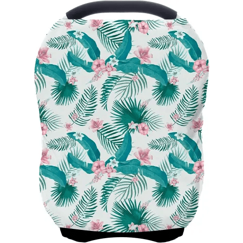 Car Seat Covers for Babies - Multi- use Nursing Carseat Canopy, Breastfeeding Covers, Baby Shower Gifts for Boys and Girls (Tropical Flower)