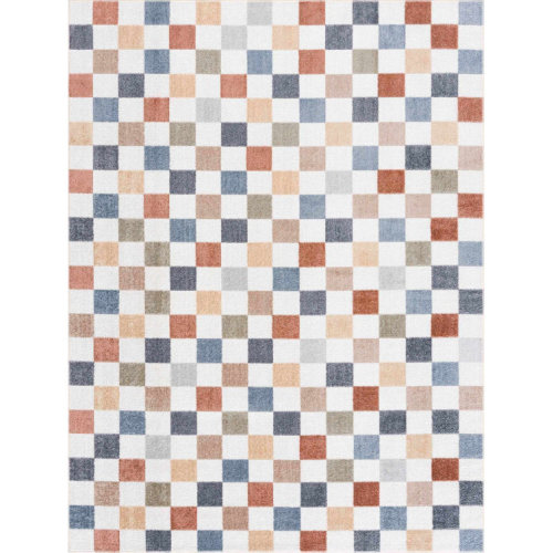 Brunetti Checkered Machine Woven Polyester Area Rug