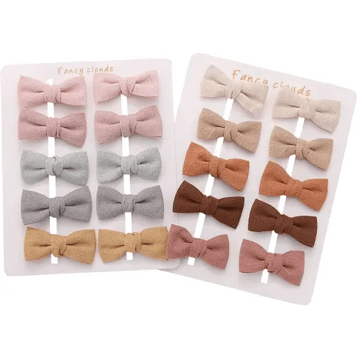 FANCY CLOUDS Baby Hair Clips with Baby Girl Bows,20pc Boutique Handmade Fully Lined Hair Barrettes Hair Accessories for All Age Girls Toddlers Infants