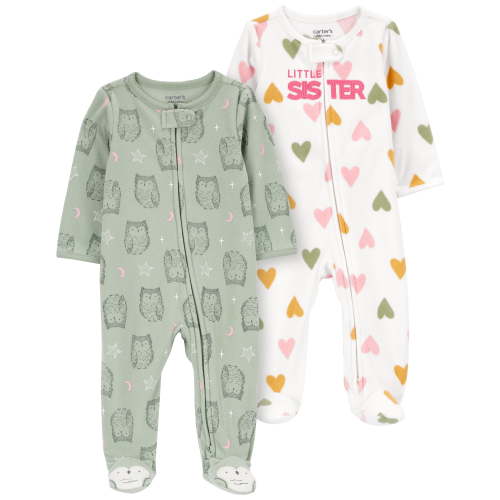 Carter's Child of Mine Baby Girl Sleep N Play, 2-Pack, One-Piece, Sizes Preemie-6/9 Months