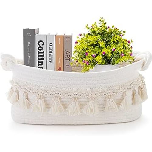 Followarm Small Basket for Gifts Empty, Woven Basket for Storage Cute Toilet Paper Storage Decorative Gift Basket Empty to Fill Basket Chrismas for Boho Shelves Bedroom Nursery Entryway