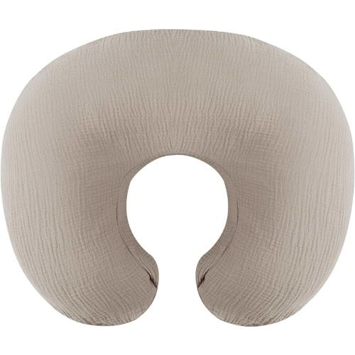 Muslin Nursing Pillow Cover Soft 100% Cotton Feeding Pillow Slipcover Fits Standard Infant Nursing Pillow or Positioner for Baby Boy and Girl, Fog
