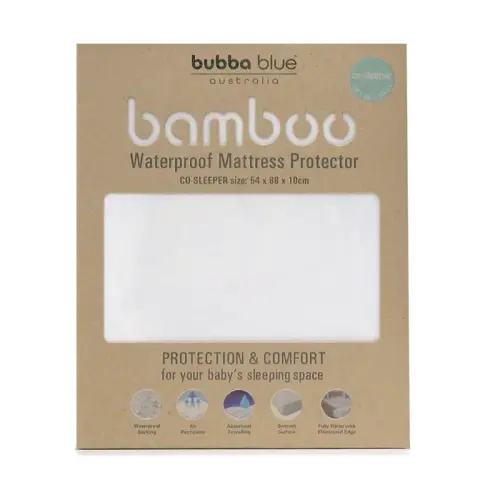 Bubba Blue Bamboo Towelling Mattress Protector Co-Sleeper White | Baby Bunting AU