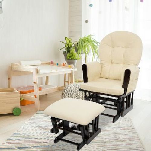 Home Imports Emporium Nursery Glider and Ottoman Set for Breastfeeding in Espresso, Cream