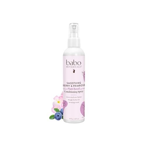 Babo Botanicals Smoothing Berry Conditioning Spray - Detangling & Nourishing - Eliminates Frizz & Prevents Static - Evening Primrose Oil - Non-Aerosol - For all ages - Light Berry Fragrance