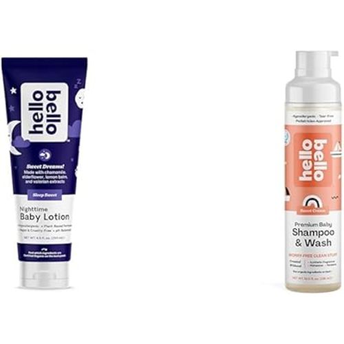 Hello Bello Premium Baby Lotion and Extra Gentle Shampoo & Body Wash Bundle - 8.5 oz Lotion & 10 oz Wash