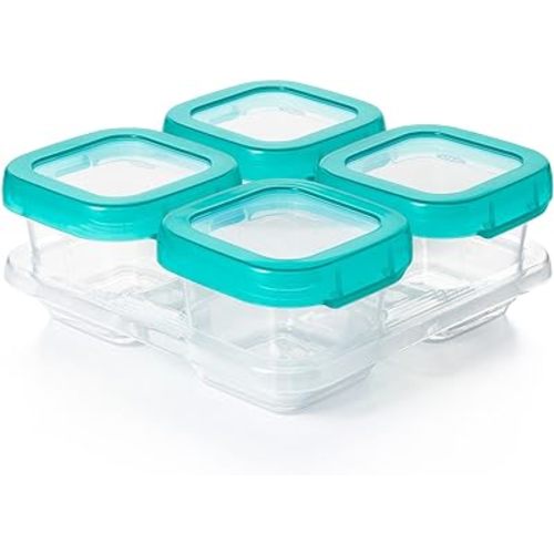 OXO Tot Baby Blocks Food Storage Containers, Teal, 6 oz