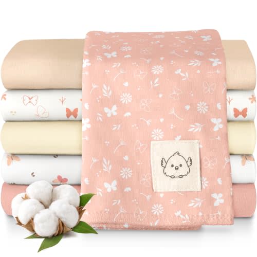 Organic Burp Cloths Baby Boy, Girl, 6-Pack Large Burping Cloths (Butterflies) | 100% Cotton Burp Clothes for Babies, Newborns Spit Up Rags, Super Soft, Absorbent Towels, Gender Neutral, Machine Washable