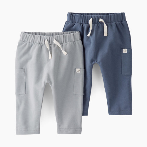 Carter's Little Planet Organic Cotton Sweatpants (2 Pack) - Gray/ Navy, 6 M