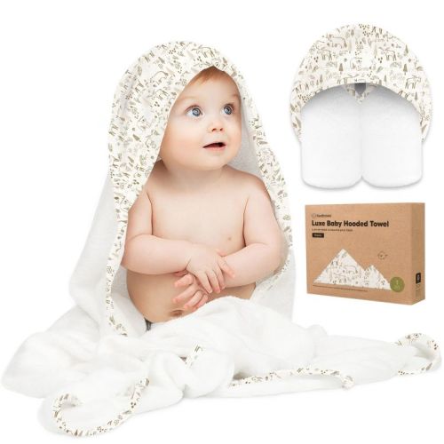 Luxe Baby Hooded Towel, Organic Baby Bath Towel, Hooded Baby Towels, Baby Beach Towel For Newborn, Kids (wildflowers)