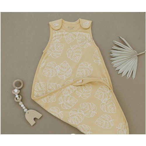 Ecolino® Adjustable Baby Sleep Bag, Organic Cotton, Universal Size: 2 Months - 2 Years, Monstera Leaf