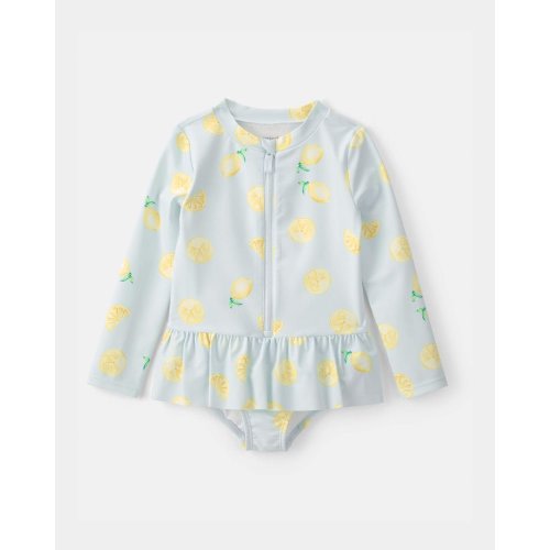 Toddler Girl 1-Piece Lemon Rashguard Swimsuit - Blue | Carter's