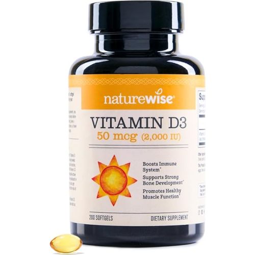 NatureWise Vitamin D3 2000iu (50 mcg) 200-Day Supply for Immune Support, Healthy Muscle Function, and Bone Health - Non-GMO, Gluten Free in Organic Extra Virgin Olive Oil, (Mini Softgel), 200 Count