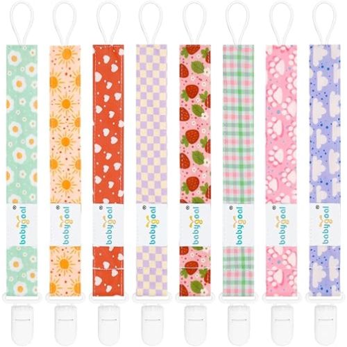 Babygoal Plaid Pacifier Clips, 6 Pack Binky Paci Holder and Leash for Boys and Girls Fits for Most Pacifier, Binkie Styles & Baby Teethers & Toys and Gift 6PS24