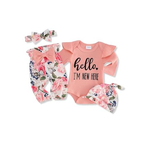FoWear Baby Girl Clothes Ruffle Long Sleeve Baby Girl Romper and Vintage Floral Pants Winter Baby Girl Outfits