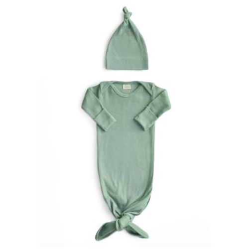 Unisex Ribbed Knotted Gown + Beanie - Baby