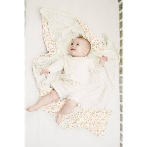Konssy Baby Blankets for Unisex Boys Girls, Super Soft Nursery Minky Blankets with Muslin Cotton Front and Dotted Fleece Backing, Pink Floral Print Bed Throws Newborn