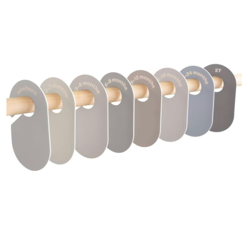 3 Sprouts Baby Closet Dividers Set of 8 - Baby Clothes Organizer Toddler Hanger, Double-Sided Size Labels - Nursery Organization for Baby Clothing Newborn Infant to 2T Boy & Girl - Gray & Beige
