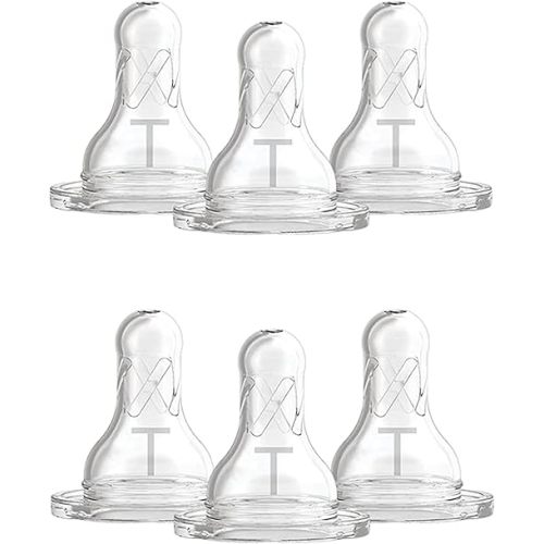 Dr. Brown’s Level T Narrow Baby Bottle Nipple, Slower Flow Rate for Infants, 100% Silicone Bottle Nipple, BPA Free, 0m+ – 6-Pack