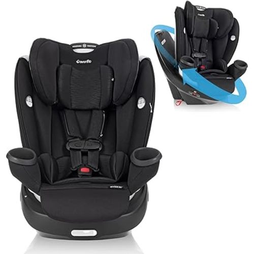 Evenflo Gold Revolve360 Rotational All-in-1 Convertible Car Seat Swivel Car Seat Rotating Car Seat for All Ages Swivel Baby Car Seat Mode Changing 4120Lb Car Seat and Booster Car Seat, Onyx