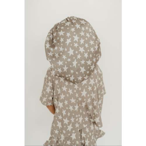 Kids Satin Bonnet in Green Stars