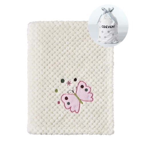 CREVENT Cute Cozy Fluffy Warm Baby Blanket Nap Throws for Girls Boys Infants, Baby Shower Birthday Newborn's Gift, Ivory Butterfly, 30''X40''