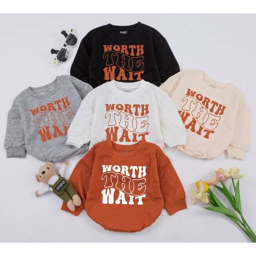 Worth the wait Baby Romper, IVF Bodysuit, Pregnancy Announcement, Adoption, Baby Clothes, Baby Shower Gift Gender Reveal New Baby Parents