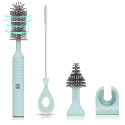 Amazon.com: Electric Bottle Brush Cleaner Set, Baby Bottle Brush Cleaner with 4 Piece Silicone Brush for Bottle,Pacifier,Straw, USB Charged Water Bottle Brush Cleaner 360°high-Speed Rotation Cleaning, 1500mAh : Health & Household