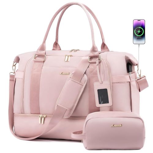 Gym Bag for Women LOVEVOOK Travel Duffel Bag with USB Charging Port,Weekender Bags for Women with Shoe Compartment,Carry on Overnight Bag with Toiletry Bag,Hospital Bags for Labor and Deliver