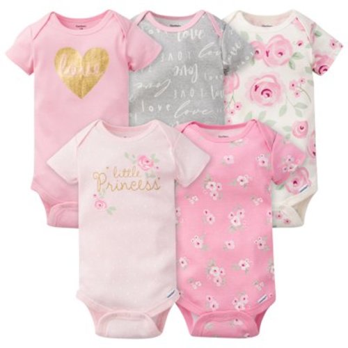 Gerber Onesies Brand Baby Boy Short Sleeve Bodysuits, 5 Pack, Sizes Newborn - 24 Months