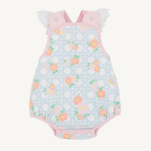 Saylor Sunsuit - Cayman Island Cane with Palm Beach Pink