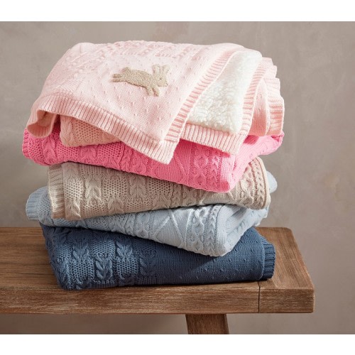 Patchwork Cable Heirloom Animals Baby Blanket Collection