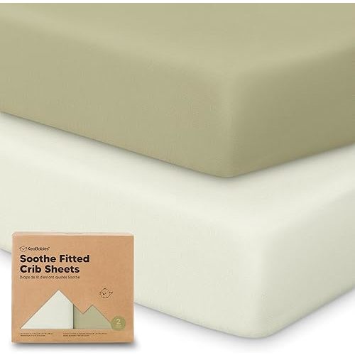 KeaBabies 2-Pack Organic Crib Sheets for Boys, Girls - 52x28 Fitted Crib Mattress Sheet Neutral, Breathable Jersey Cotton Cover for Baby Bed, Toddler Mattress, Soft & Cute Prints (Oregano)