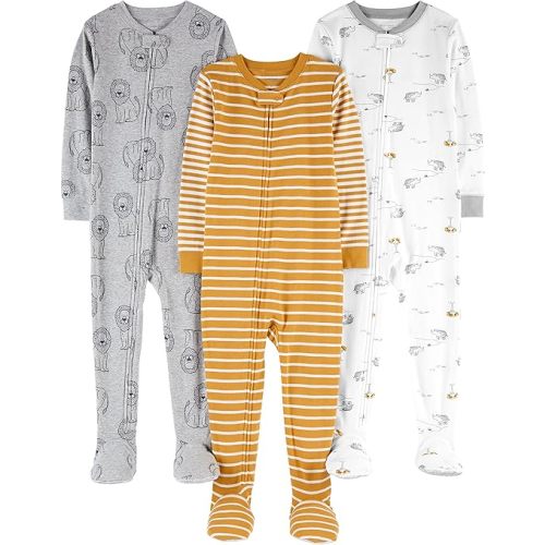 Simple Joys by Carter's baby-boys 3-pack Snug Fit Footed Cotton Pajamas
