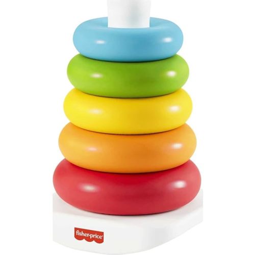 Fisher-Price Baby Stacking Toy Rock-A-Stack Rings with Roly-Poly Base for Ages 6+ Months, Made with Plant-Based Materials