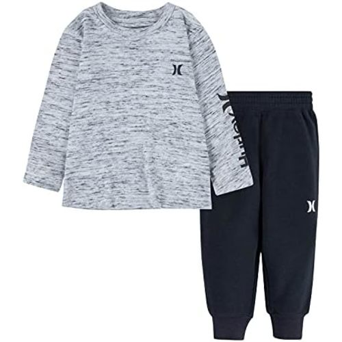 Hurley boys Long Sleeve Soft Basic Cloud Slub T-shirt and Shorts 2-piece Outfit Set2-Piece Outfit Set