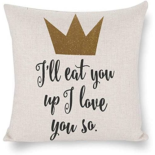 I'll Eat You Up I Love You So Pillow Covers Where The Wild Things are Nursery Fall Vintage Farmhouse Pillowcase for Cotton Christmas inch