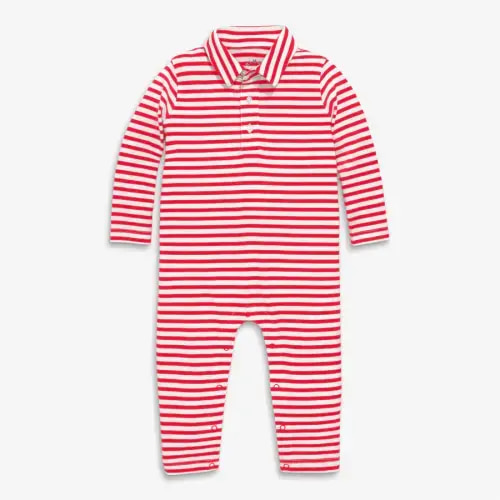 Baby long sleeve polo romper in mini stripe | Primary.com