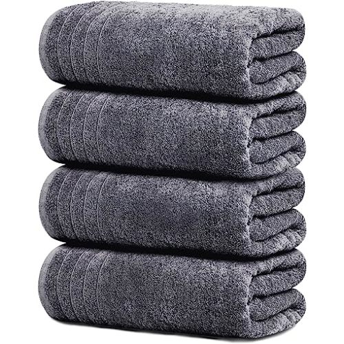 Tens Towels Pack of 4 Extra Large Bath Towels 30 x 60 Inches, 100% Cotton, Larger & Lighter, Quicker to Dry, Lighter Weight, Super Soft and Absorbent, Perfect Bathroom Towels