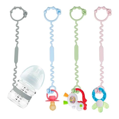 Correas de juguete para bebé, correas de juguete de silicona para cochecito, correas de seguridad de juguete para juguete mordedor, chupete, correas de taza para beber, soporte de juguete ajustable