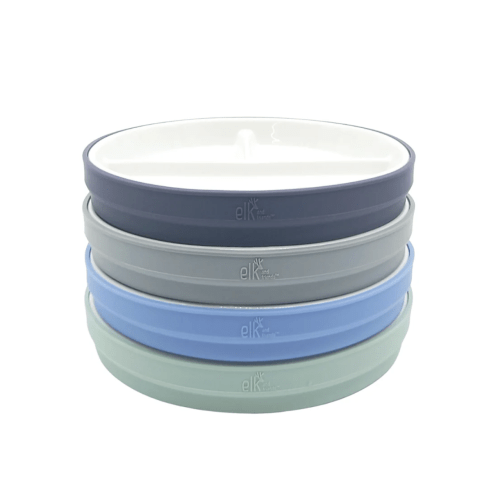 7.8"/20cm Porcelain White Divided Plates with Silicone Sleeves