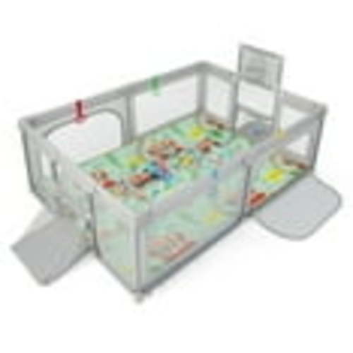 YYAo Baby Playpen,Baby Gate, Play Fence, Toddler Fence Play Area,Large Baby Playpen with Mat and Ocean Balls-Light gray