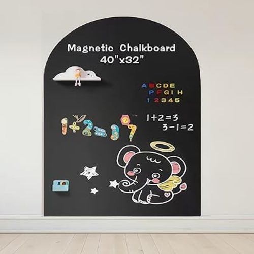 Magnetic Wall Decal Arch Set for Kids, 2025 New 40" x 32" Chalkboard for Magnetic Wall Decal Drawing Learning for Kids Playroom (Black)