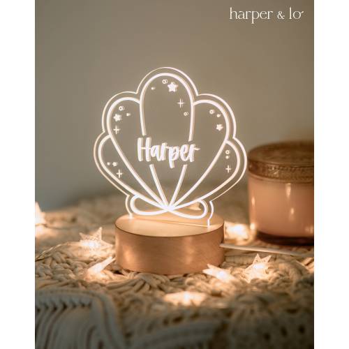 Personalized Acrylic Night Light | Seashell LED Light | Under the Sea, Mermaid, Kids Bedroom, Nursery Decor, Baby Shower Gift, Holiday Gift