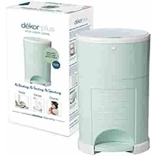 Dekor Plus Hands-Free Diaper Pail | Soft Mint | Easiest to Use | Just Step – Drop – Done | Doesn’t Absorb Odors | 20 Second Bag Change | Most Economical Refill System |Great for Cloth Diapers