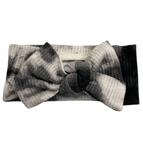 Organic Waffle Knot Bow, Black Tie Dye