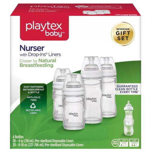 Playtex Baby Nurser Bottle Gift Set, with Disposable Drop-Ins Liners